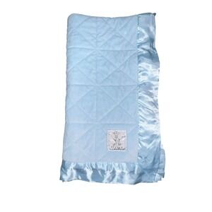 Little Giraffe Baby Blanket 35 X 30 Luxe Cornflower Light‎ Blue Satin Trim Crib